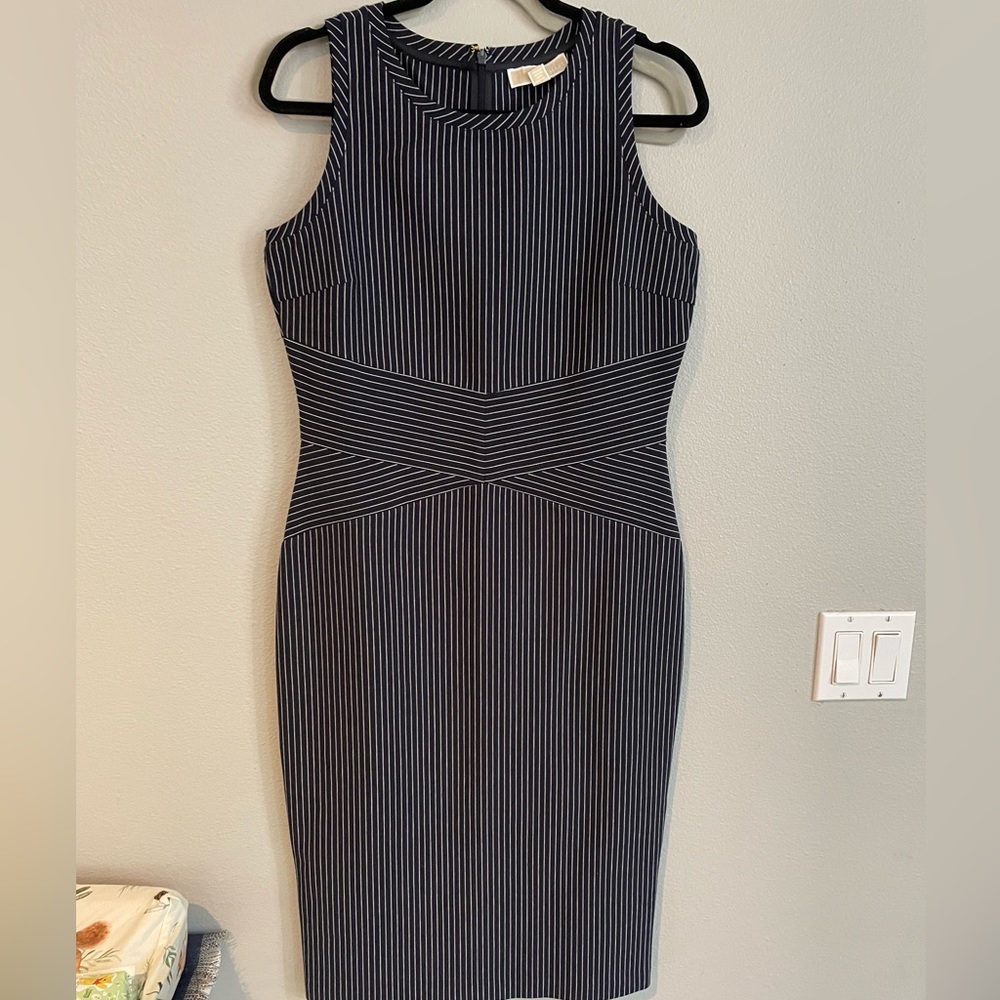 Michael Kors size 10 Navy and White Striped Cocktail Dress